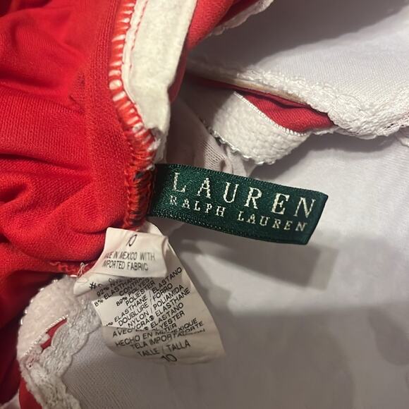 Ralph Lauren Tummy Control Ruched Halter One-Piece Swimsuit Red Size 10! 🔥 - Picture 4 of 4